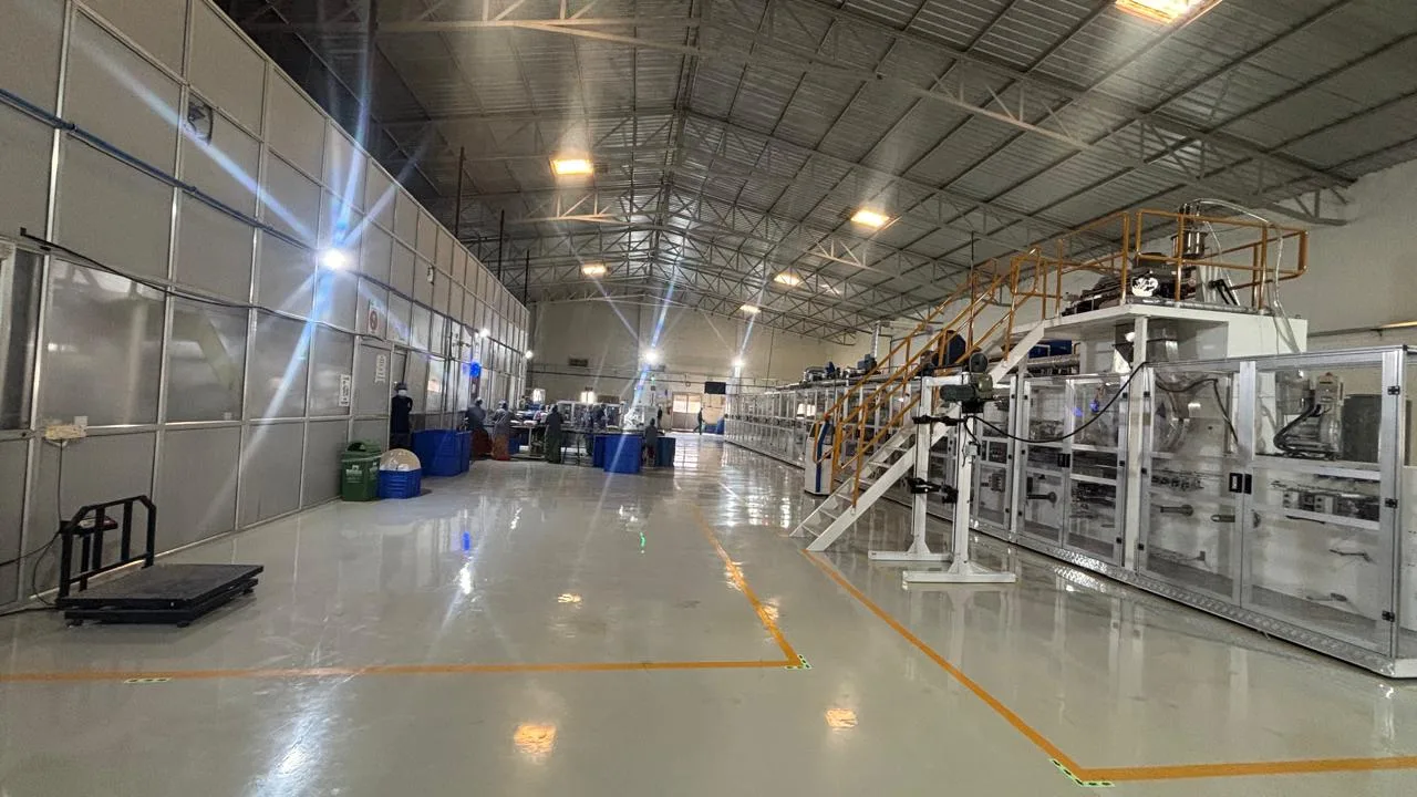 Adult incontinence product manufacturing facility floor in India